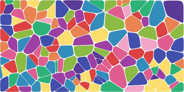 Stained glass colorful voronoi with fillet, vector abstract. Irregular cells background pattern. 2D Geometric shapes grid. Aspect Ratio 2:1 - Vektori, kuva