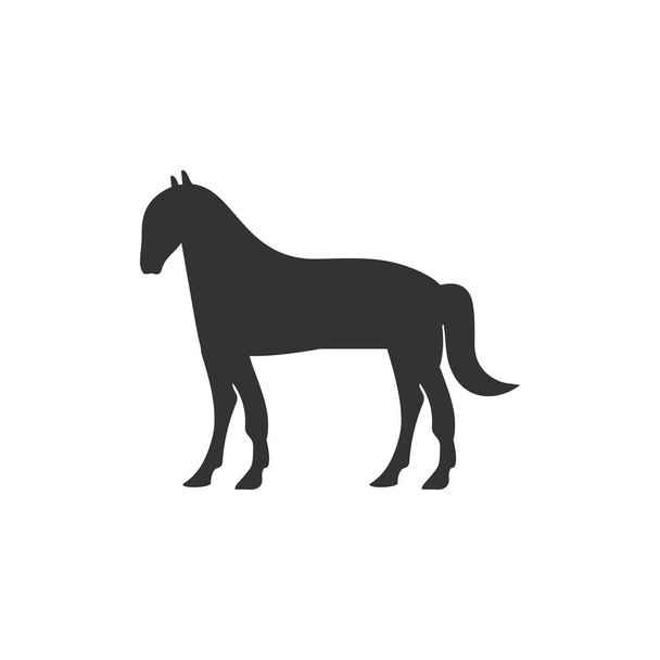 Horse. Black Icon Flat on white background - Vector, Image