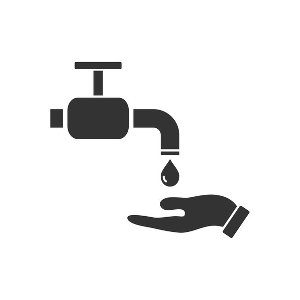 Wash your hands mandatory. Black Icon Flat on white background - Vector, Image