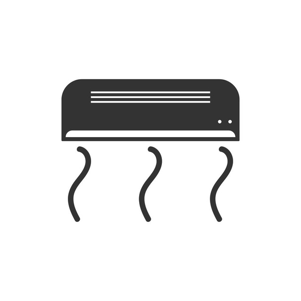 Air conditioning. Zwarte pictogram plat op witte achtergrond - Vector, afbeelding