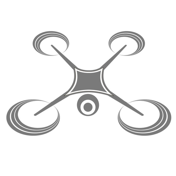 Ícone de drone de ar de foto e vídeo isolado em fundo branco. Quadrocopter moderno com silhueta de câmera digital. Conceito de Copter de inovação de alta tecnologia com controle remoto - Foto, Imagem