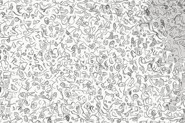Siyah ve beyaz karalamalar ve çizimler için bir arka plan - Fotoğraf, Görsel