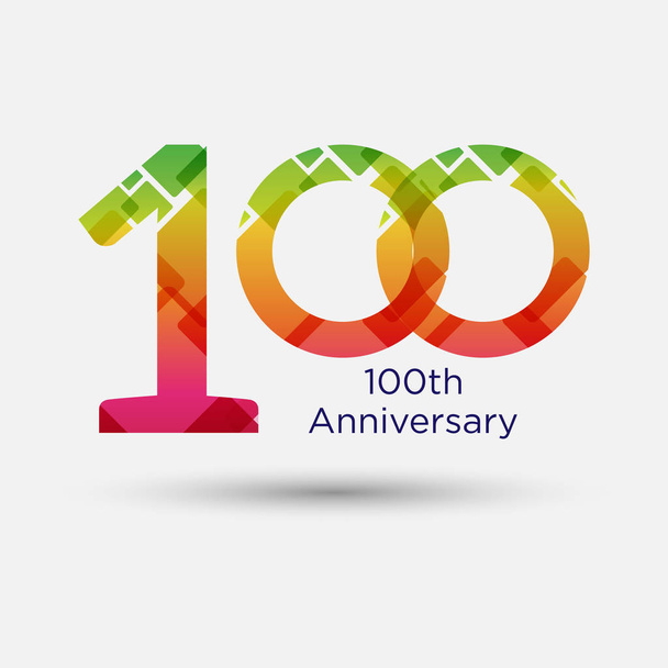 Logo or icon anniversary with colorful modern pattern. Flat logo concept. 100 years anniversary. - Vector, Image