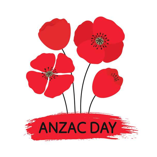 ANZAC DAY. Bouquet of poppy flowers. Vector illustration - Вектор,изображение