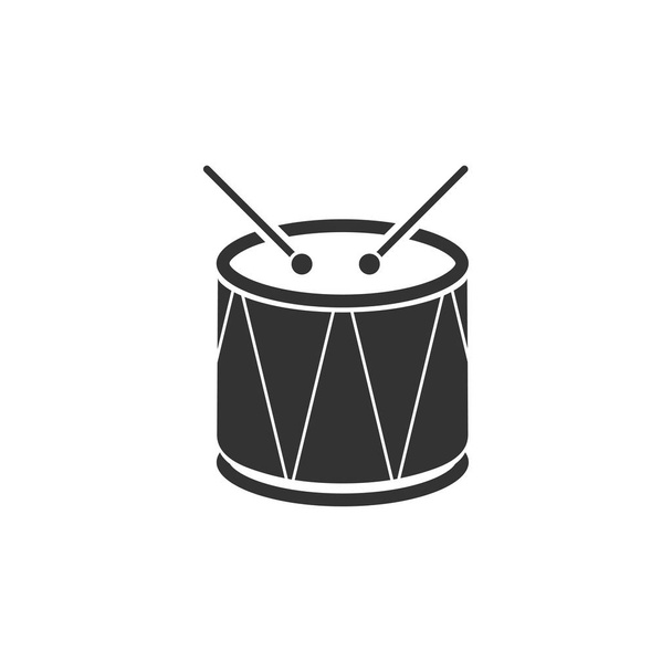 Drum. Black Icon Flat on white background - Vector, Image