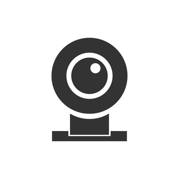Web カメラ。白い背景の黒いアイコン フラット - ベクター画像