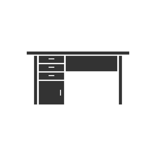 Kancelářský stůl. Černá ikona plochý na bílém pozadí - Vektor, obrázek