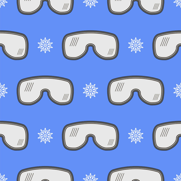 Зимові лижні окуляри безшовні ізольовані на блакитному тлі візерунка - Фото, зображення