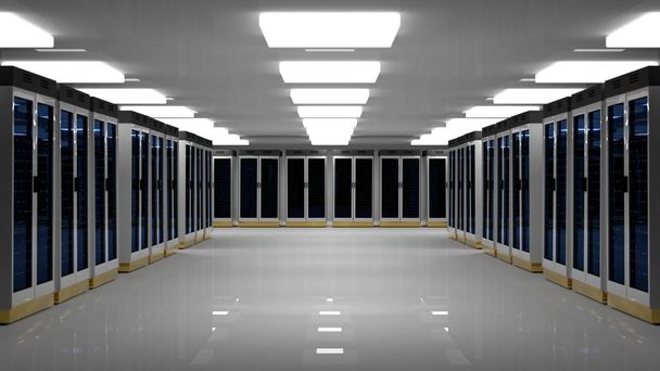 Κέντρο δεδομένων δωμάτιο Server. 3D rendering - Φωτογραφία, εικόνα