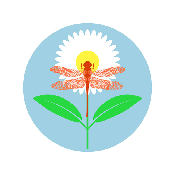 Кольорові Dragonfly Stilized ізольовані на білому тлі. Дизайн логотипу комах. Aeschna Viridls - Фото, зображення