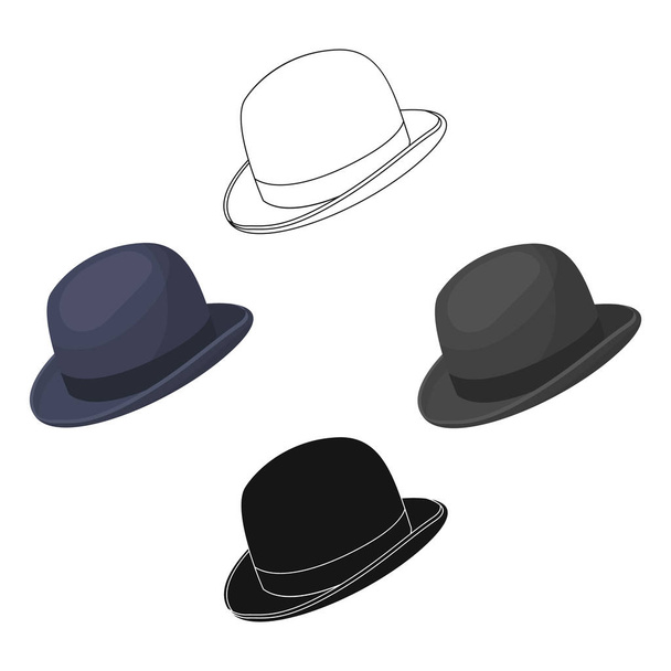 Bowler hat icon in cartoon style isolated on white background. Hipster style symbol stock vector illustration. - Vector, afbeelding