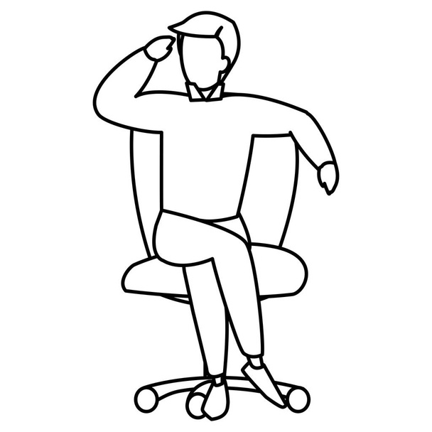 joven sentado en la silla de la oficina
 - Vector, imagen