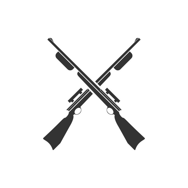 Crossed shotguns, hunting rifles. Black Icon Flat on white background - Vector, Image