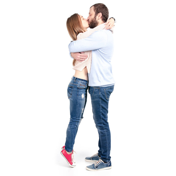 Beautiful woman and man kissing hugging - Foto, Imagem