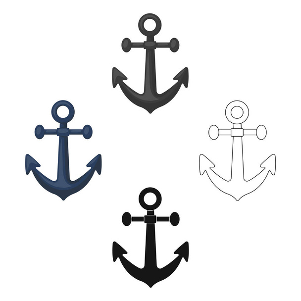 Anchor icon in cartoon style isolated on white background. Pirates symbol stock vector illustration. - ベクター画像