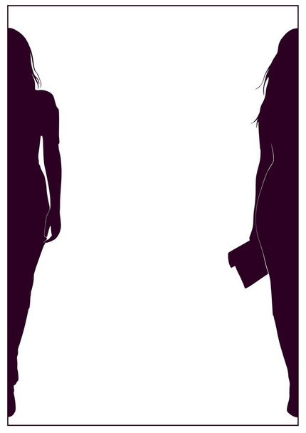 silhouettes de mode élégant femmes cadre
 - Vecteur, image