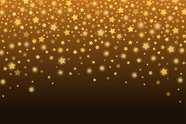 Γιορτή χρυσά αστέρια κομφετί αφηρημένο. Εορταστική αφρώδη γιρλάντα λαμπερά μαγικές χειμερινές χρυσό φόντο. Concetp χρυσό αστέρι κομφετί διακοπών Χριστουγέννων και Πρωτοχρονιάς. Εικονογράφηση διάνυσμα - Διάνυσμα, εικόνα