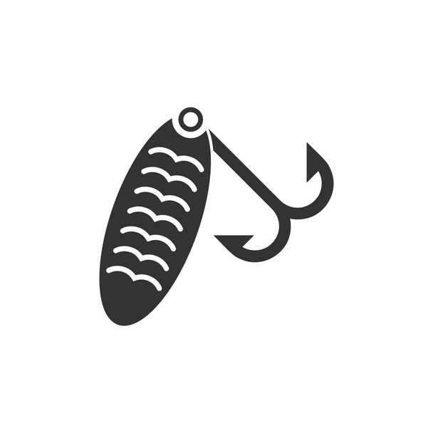 Риболовля. Чорна ікона Плоский на білому тлі
 - Вектор, зображення