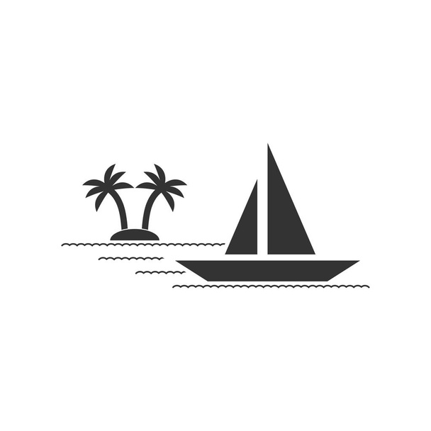 Yacht. Fekete ikon lapos fehér háttér - Vektor, kép