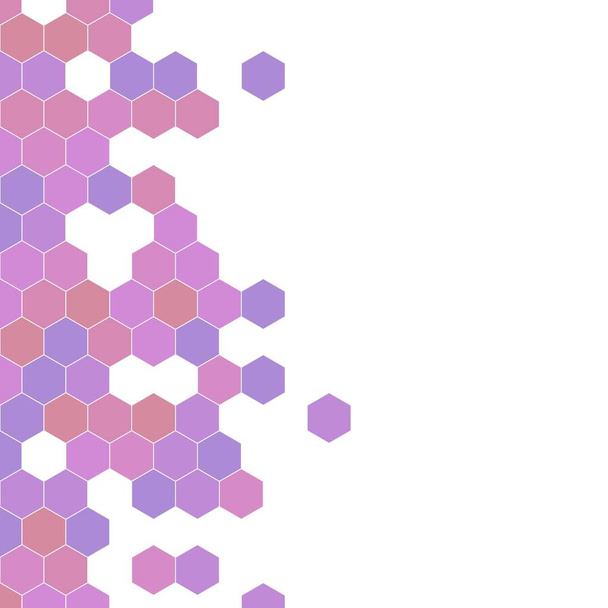 Grainy pattern composed of hexagons colorful. Honeycomb vector background. Isometric geometry abstraction. Aspect Ratio 1:1 - Vector, Image