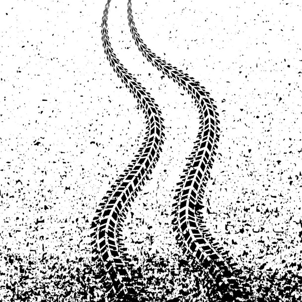 Zwarte band Tracks met Grunge Blob geïsoleerd op witte achtergrond - Foto, afbeelding