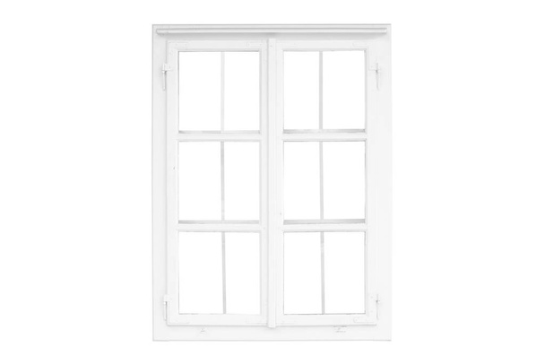 Izolované okenního rámu na bílém pozadí. Staré tradiční bílé okno - Fotografie, Obrázek