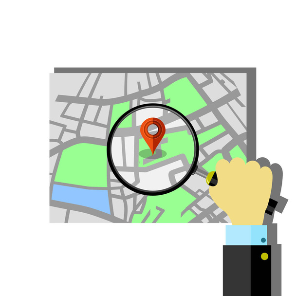 Piros marker mutató papír útitervvel. GPS Navigator Helyszín ikon. - Fotó, kép