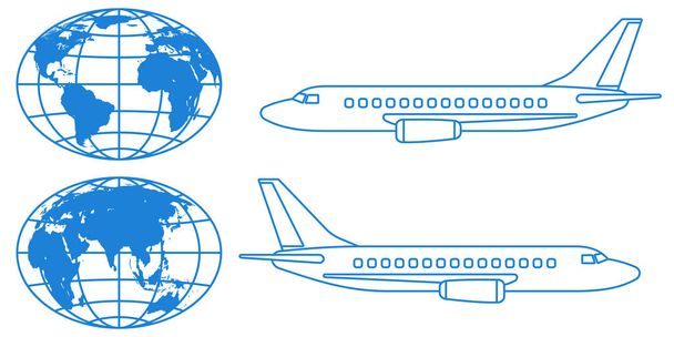Ilustração dos aviões de contorno e globos. Elementos desta imagem fornecidos pela NASA
. - Vetor, Imagem