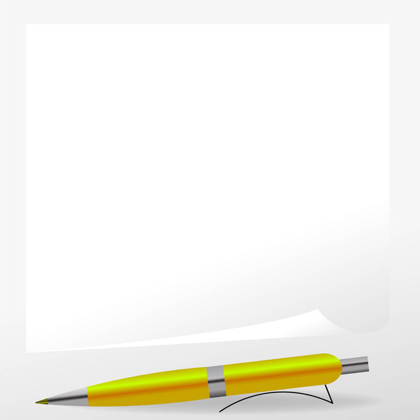 Yellow Pen and Paper Isolated on Grey Background - Photo, Image