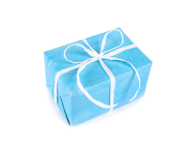 Beautiful gift box with ribbon on white background - 写真・画像