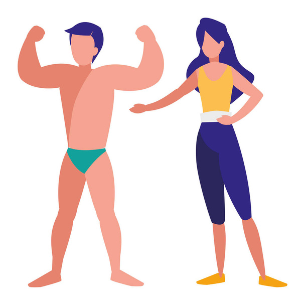 strong man with beautiful woman - Vector, Image