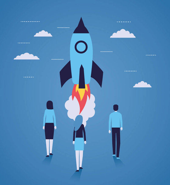 business people lançamento de foguetes startup
 - Vetor, Imagem