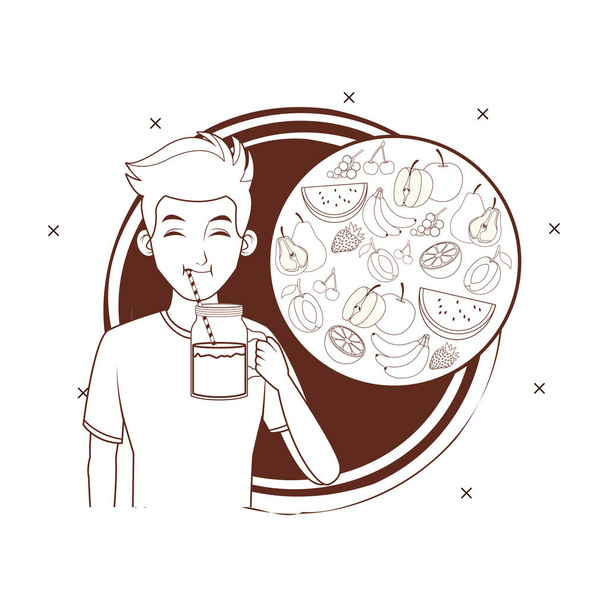 balanced diet young man - Vector, Image