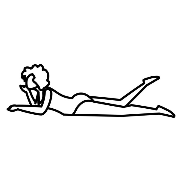 mladá žena relaxační v podlaze - Vektor, obrázek