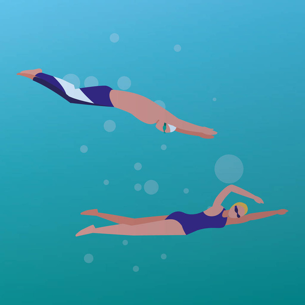 young swimmers design - Vector, Image