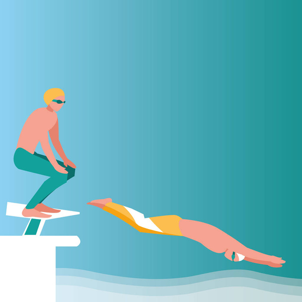 diseño de nadadores jóvenes
 - Vector, Imagen