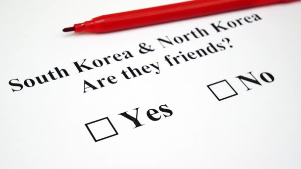 Konzept des Krieges oder der Freundschaft zwischen Süd- und Nordkorea - Filmmaterial, Video