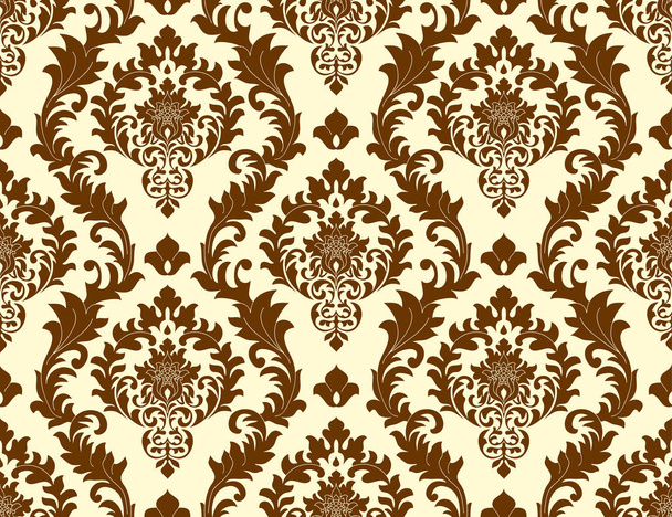 Vector seamless damask pattern as a background. Old fashioned luxurious classic baroque stamp to create wallpaper, textiles, curtains, postcards. - Vector, Image