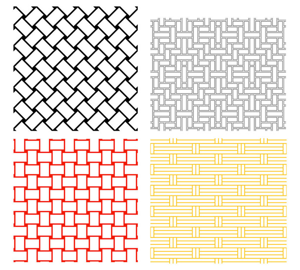Seamless weave rattan pattern in silhouette vector art - Vektor, kép