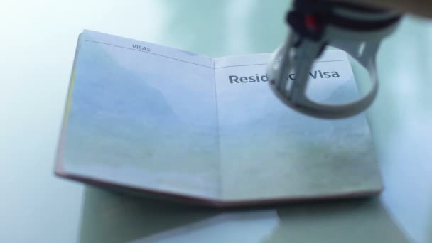 Visa de residencia concedida, sello de sellado de mano oficial de aduanas en el pasaporte, viajes
 - Metraje, vídeo