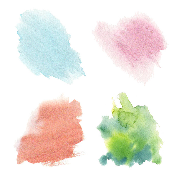 Collection Colorful Watercolor Spots. - 写真・画像