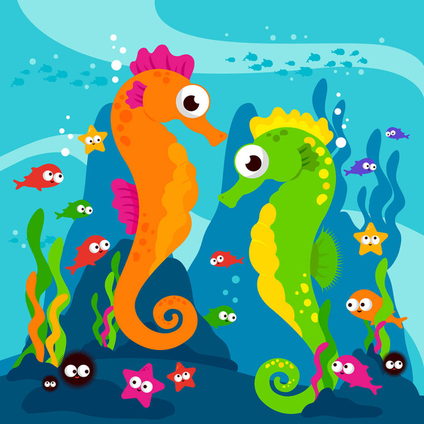 Seahorses underwater  - Vector, Image