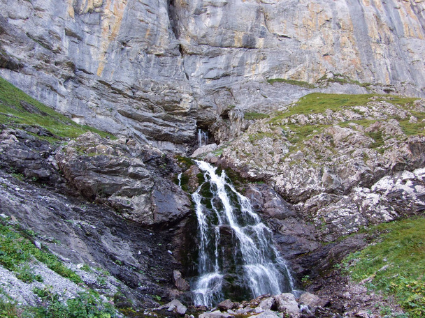 Waterfalls and Cascades in the Alpine Valley Urner Boden - Canton of Uri, Switzerland - Photo, Image