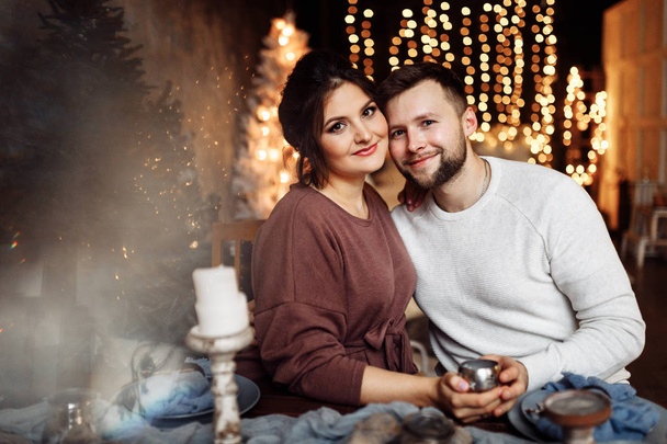 Wonderful married couple posing at home - Фото, изображение
