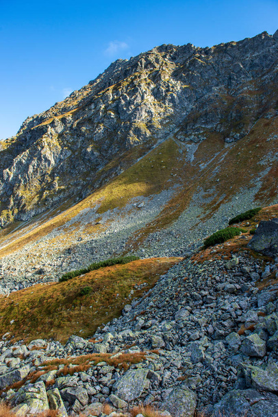 rocky Tatra mountain tourist hiking trails in Slovakia - Photo, Image