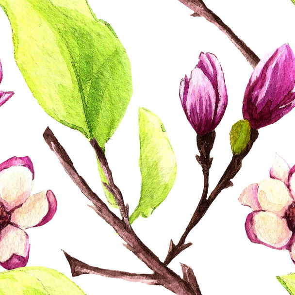 floral watercolor patterns. print Wallpaper to portray. hand-drawn paints. living material. magnolia - Fotó, kép