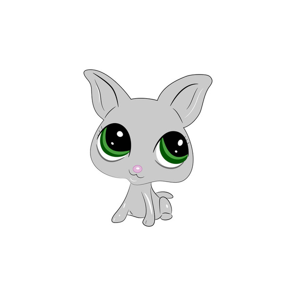 Cartoon gray cat. Vector illustration on white background. - Vettoriali, immagini