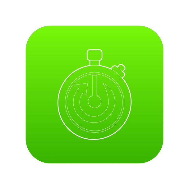 Stopwatch icon green vector - Vector, imagen
