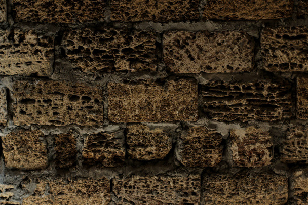 texture di pietra naturale. sfondo di pietra di conchiglia. muro di pietra con cemento
 - Foto, immagini