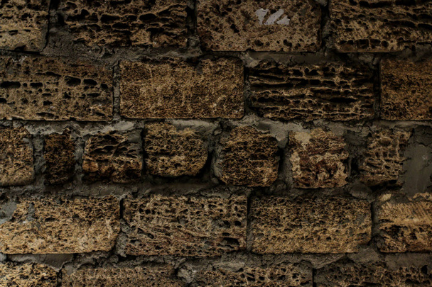 天然石の質感。shellstone 石の背景。セメントの石壁 - 写真・画像